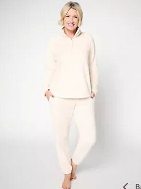 Berkshire Homewear A706776  Plush 1/4 Zip  Jogger Lounge Set Blush Size M NWT